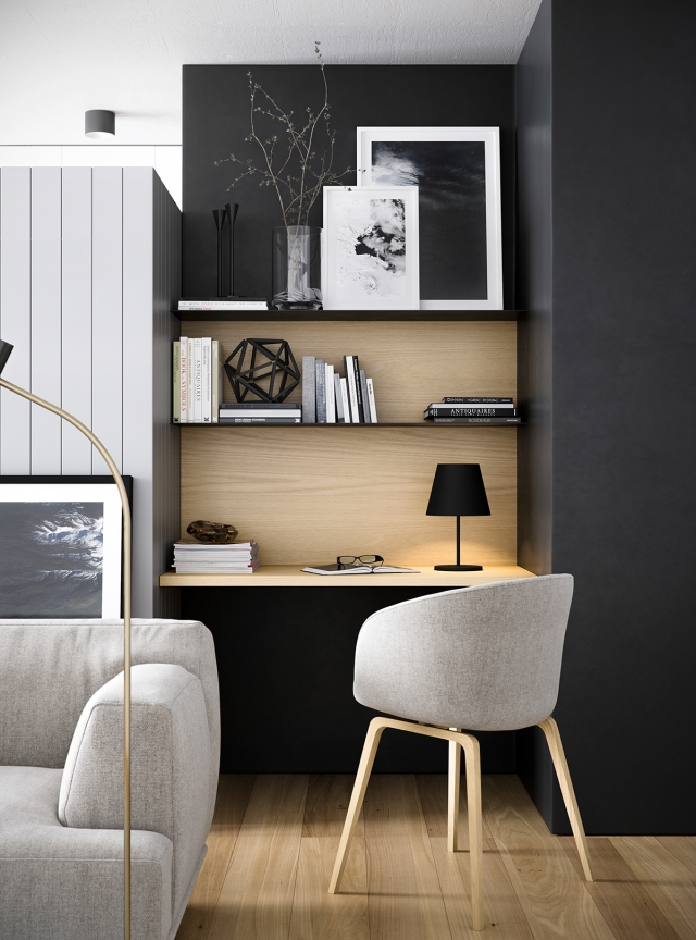 minimalist monochrome home office designs